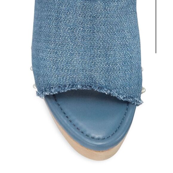 Stuart Weitzman Pearl Washed Denim Clog Sandals NIB Size 7.5B - Picture 3 of 12